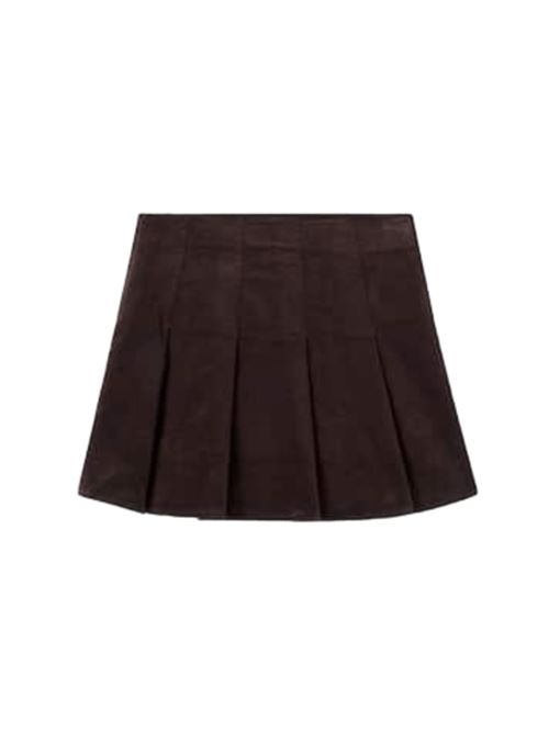 Gonna da bambina in velluto a coste, pieghe, colore marrone. POLO RALPH LAUREN | 313978831001